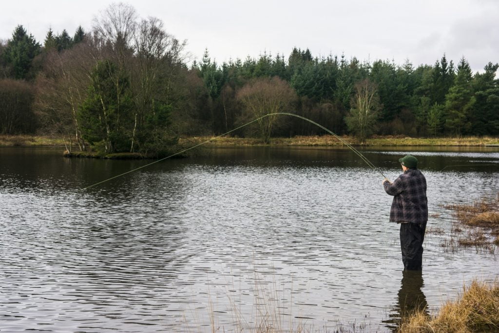 catching fish by the island on llyn Gwyn