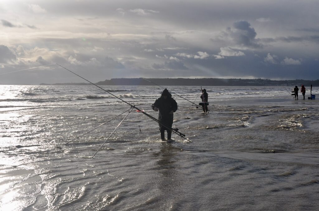 sea fishing in winter in Wales